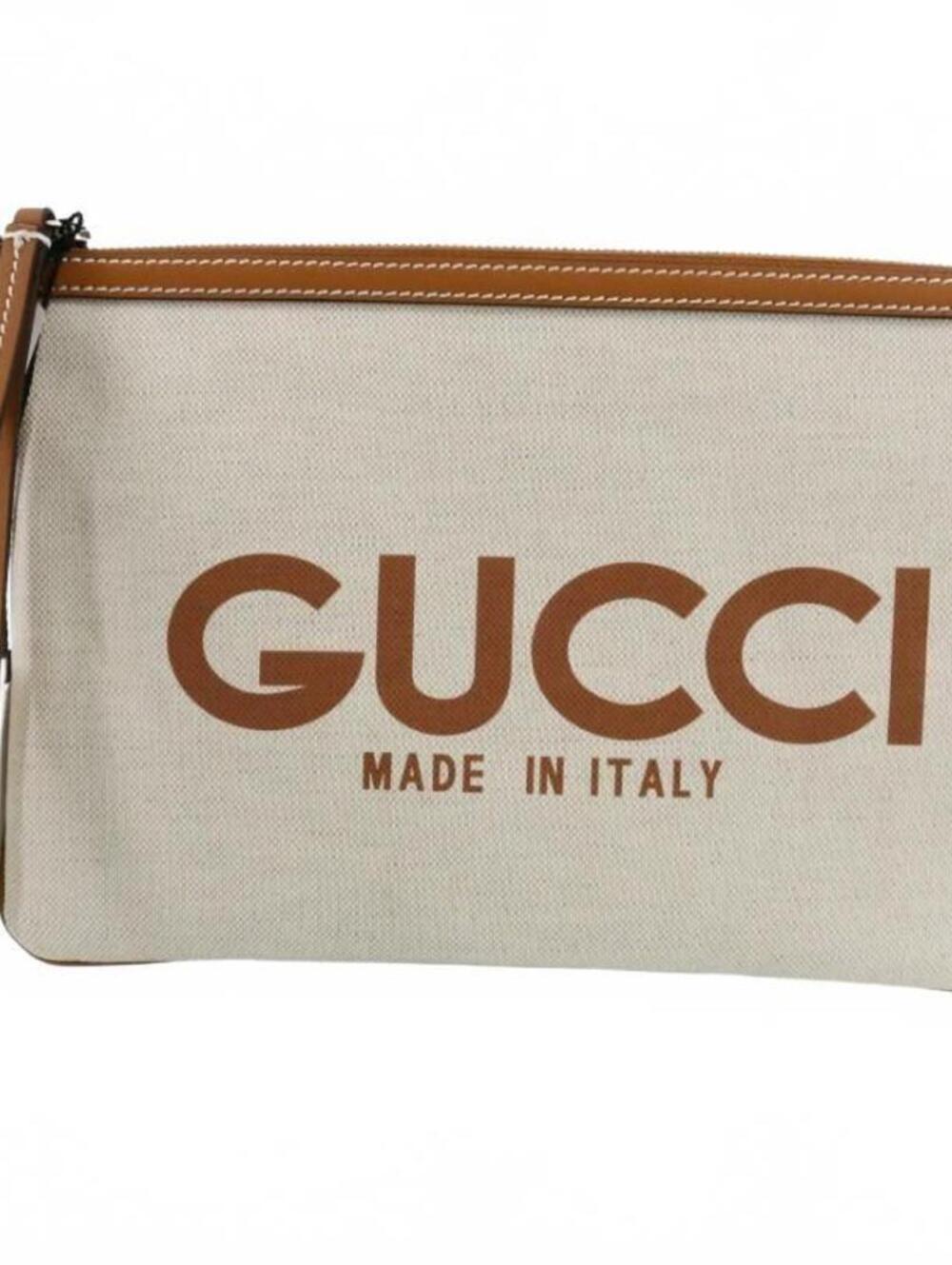 Gucci Made in Italy Canvas Clutch Wristlet Pouch NWT GG interior